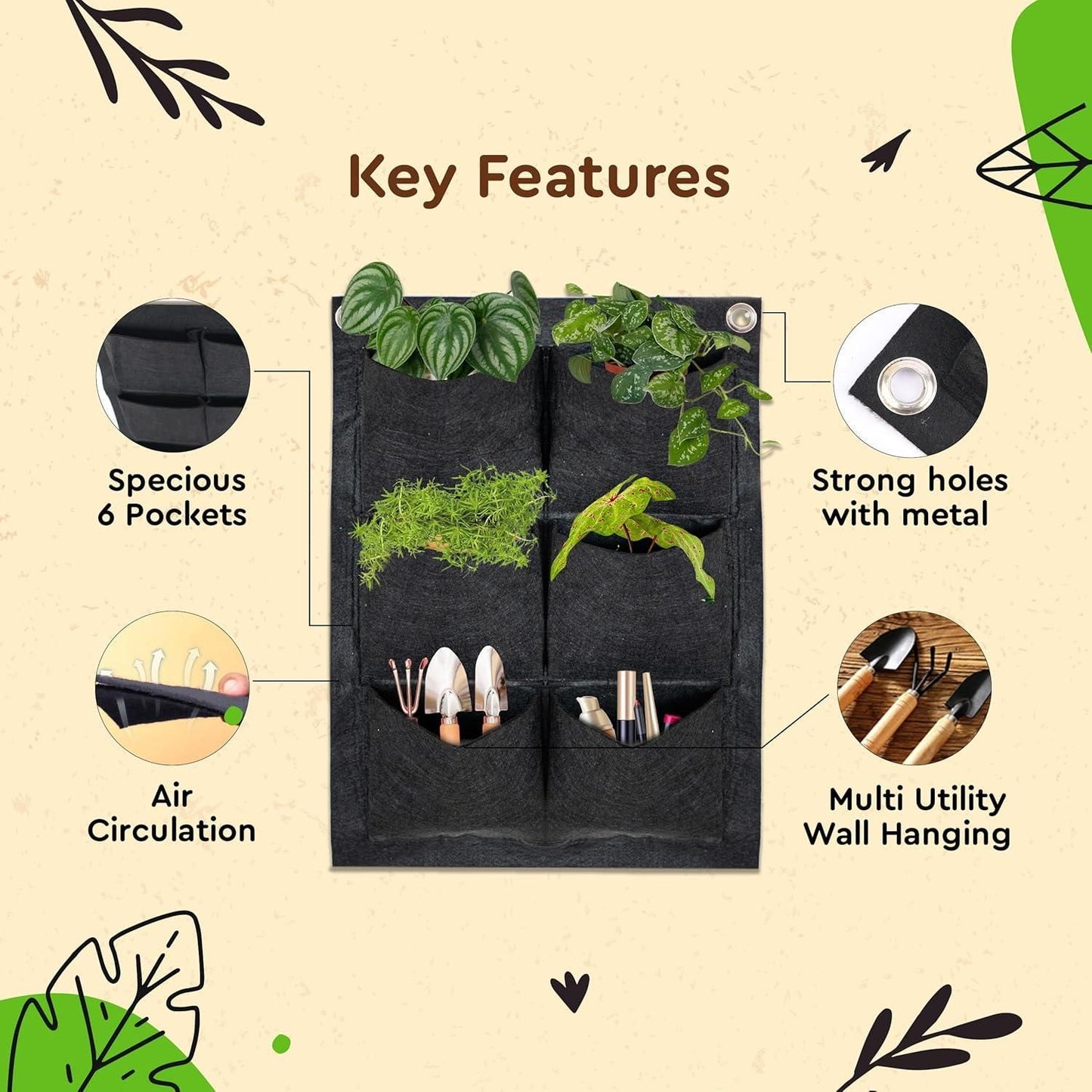 🌿 Vertical Hanging Wall Planter for Balcony & Indoors