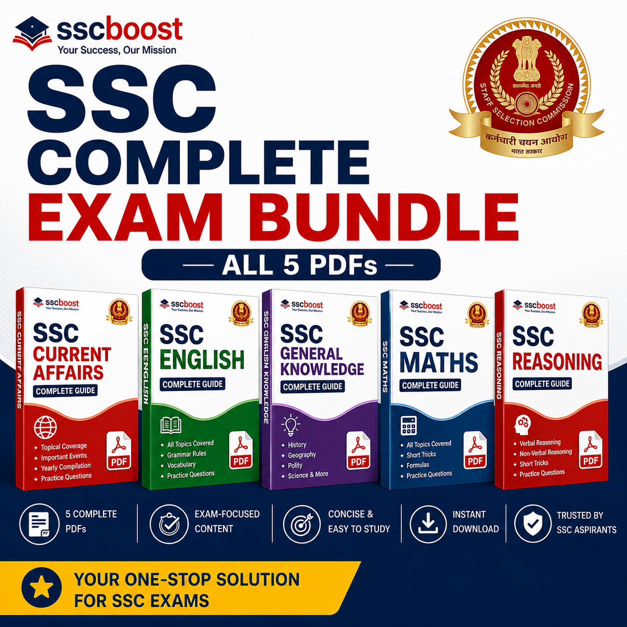 SSC Complete Exam Bundle 2026 – 5 PDF Study Materials in One Pack