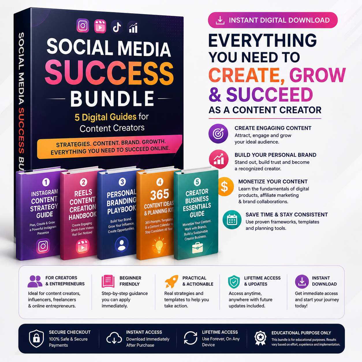 Social Media Success Bundle — 5 Digital Guides for Content Creators