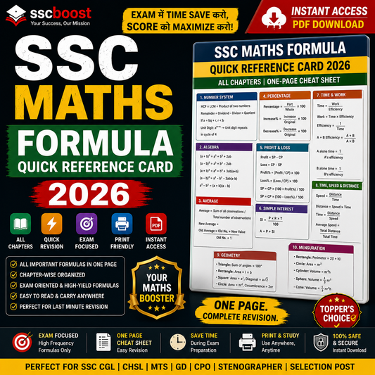 SSC Maths Formula Quick Reference Card 2026 – All Chapters | One-Page Cheat Sheet | Instant PDF Access