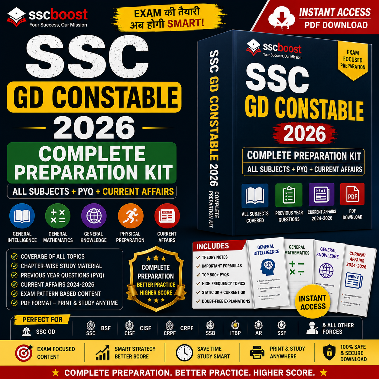 SSC GD Constable 2026 Complete Preparation Kit – All Subjects + PYQ + Current Affairs | Instant Access