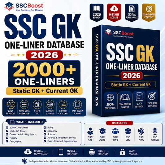 SSC GK One-Liner Database 2026 – 2000+ One-Liners | Static & Current GK | Instant Access