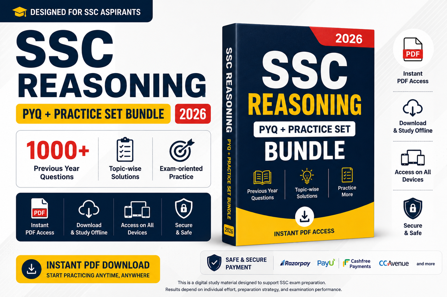 SSC Reasoning PYQ + Practice Set Bundle 2026 | 1000+ Previous Year Questions + Topic-wise Solutions | Instant PDF